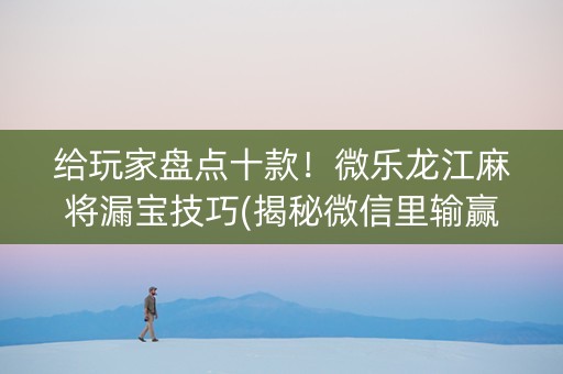 给玩家盘点十款！微乐龙江麻将漏宝技巧(揭秘微信里输赢规律)