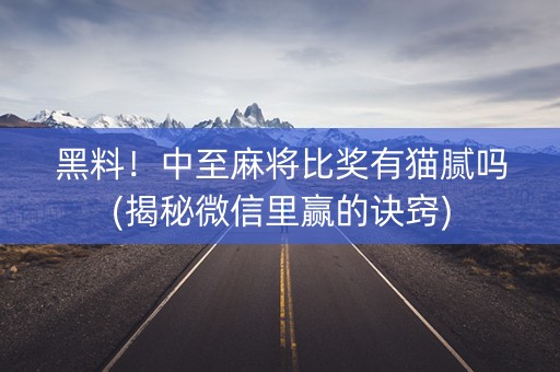 黑料！中至麻将比奖有猫腻吗(揭秘微信里赢的诀窍)