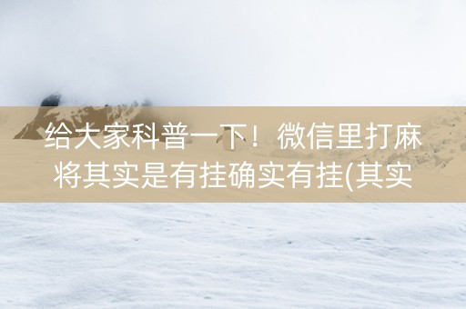 给大家科普一下！微信里打麻将其实是有挂确实有挂(其实确实有挂)