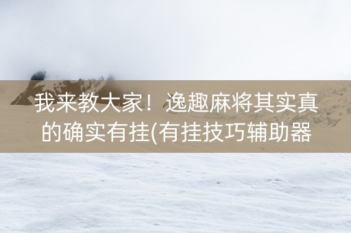 我来教大家！逸趣麻将其实真的确实有挂(有挂技巧辅助器)