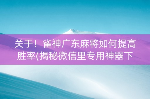 关于！雀神广东麻将如何提高胜率(揭秘微信里专用神器下载)