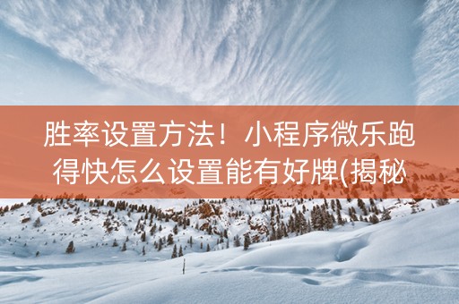 胜率设置方法！小程序微乐跑得快怎么设置能有好牌(揭秘小程序输赢规律)