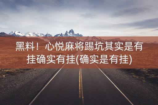 黑料！心悦麻将踢坑其实是有挂确实有挂(确实是有挂)