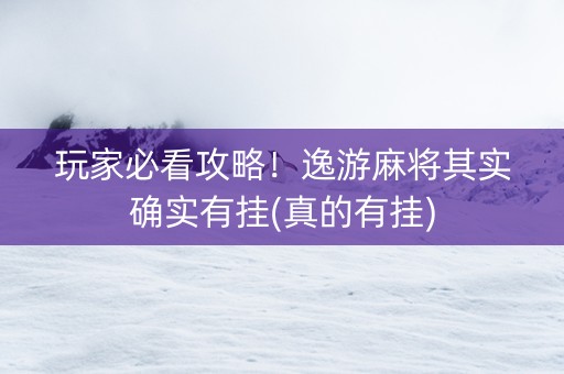 玩家必看攻略！逸游麻将其实确实有挂(真的有挂)