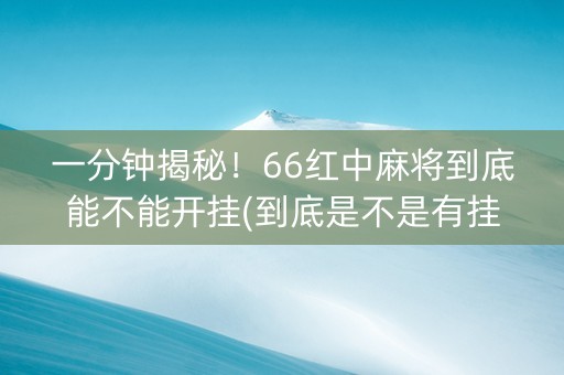 一分钟揭秘！66红中麻将到底能不能开挂(到底是不是有挂)