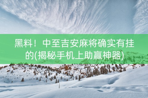 黑料！中至吉安麻将确实有挂的(揭秘手机上助赢神器)