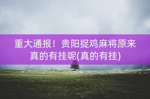 重大通报！贵阳捉鸡麻将原来真的有挂呢(真的有挂)