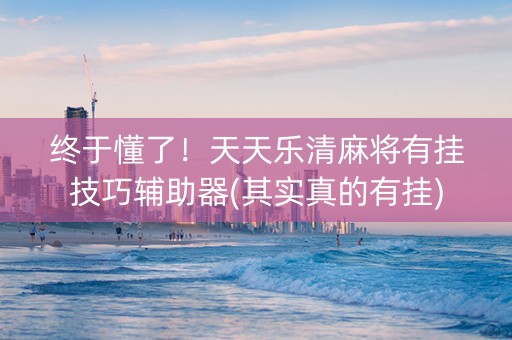 终于懂了！天天乐清麻将有挂技巧辅助器(其实真的有挂)