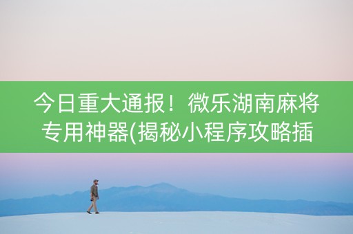 今日重大通报！微乐湖南麻将专用神器(揭秘小程序攻略插件)