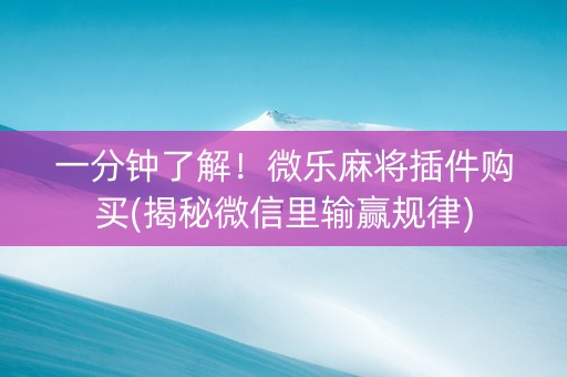 一分钟了解！微乐麻将插件购买(揭秘微信里输赢规律)