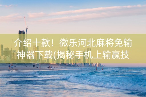 介绍十款！微乐河北麻将免输神器下载(揭秘手机上输赢技巧)