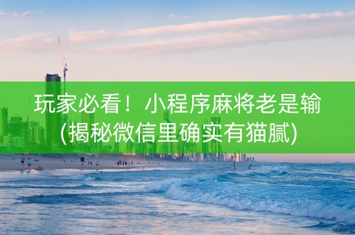 玩家必看！小程序麻将老是输(揭秘微信里确实有猫腻)