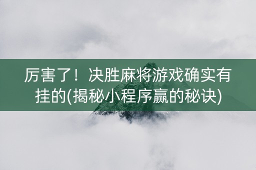厉害了！决胜麻将游戏确实有挂的(揭秘小程序赢的秘诀)