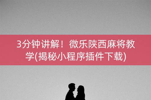 3分钟讲解！微乐陕西麻将教学(揭秘小程序插件下载)