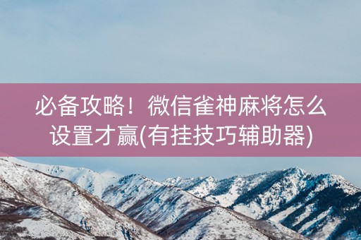 必备攻略！微信雀神麻将怎么设置才赢(有挂技巧辅助器)