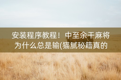 安装程序教程！中至余干麻将为什么总是输(猫腻秘籍真的有挂)