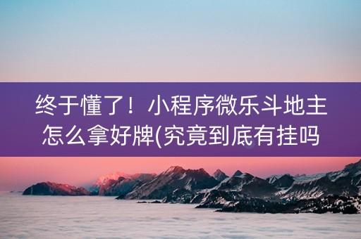 终于懂了！小程序微乐斗地主怎么拿好牌(究竟到底有挂吗)