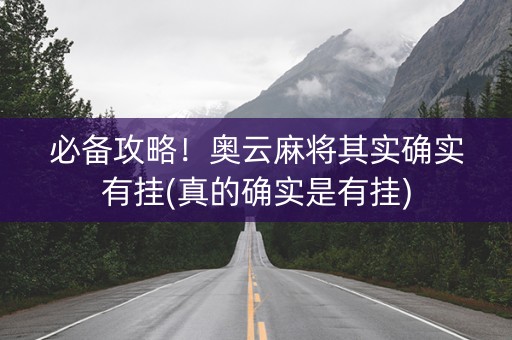 必备攻略！奥云麻将其实确实有挂(真的确实是有挂)