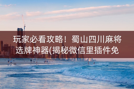 玩家必看攻略！蜀山四川麻将选牌神器(揭秘微信里插件免费)