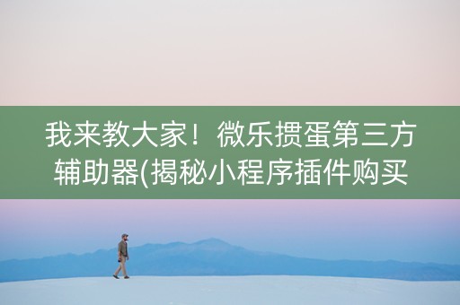 我来教大家！微乐掼蛋第三方辅助器(揭秘小程序插件购买)