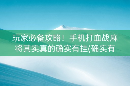 玩家必备攻略！手机打血战麻将其实真的确实有挂(确实有挂吗)
