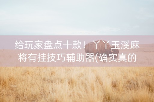给玩家盘点十款！丫丫玉溪麻将有挂技巧辅助器(确实真的有挂)