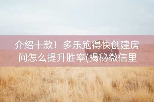 介绍十款！多乐跑得快创建房间怎么提升胜率(揭秘微信里怎么容易赢)