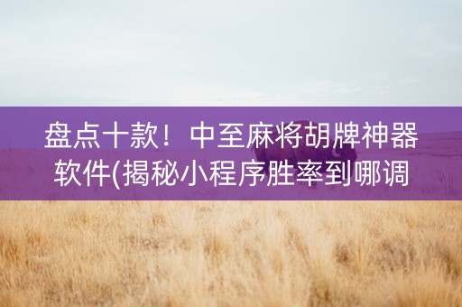 盘点十款！中至麻将胡牌神器软件(揭秘小程序胜率到哪调)