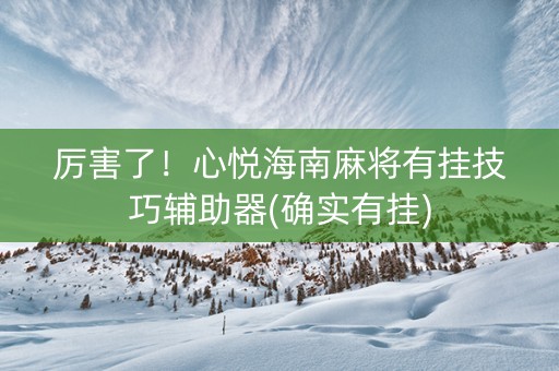 厉害了！心悦海南麻将有挂技巧辅助器(确实有挂)
