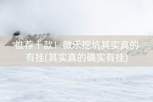 推荐十款！微乐挖坑其实真的有挂(其实真的确实有挂)