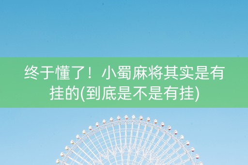 终于懂了！小蜀麻将其实是有挂的(到底是不是有挂)