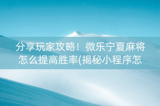 分享玩家攻略！微乐宁夏麻将怎么提高胜率(揭秘小程序怎么容易赢)