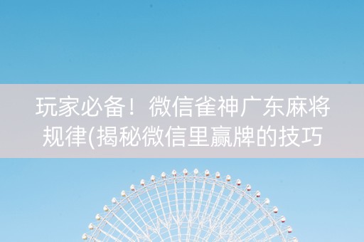 玩家必备！微信雀神广东麻将规律(揭秘微信里赢牌的技巧)