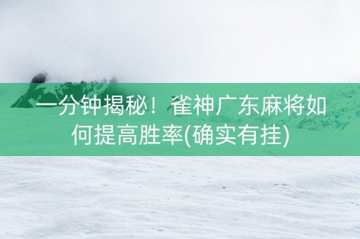 一分钟揭秘！雀神广东麻将如何提高胜率(确实有挂)