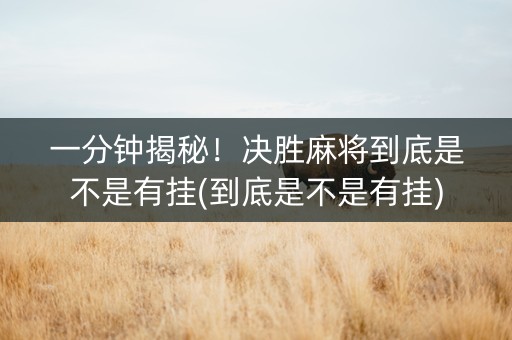一分钟揭秘！决胜麻将到底是不是有挂(到底是不是有挂)