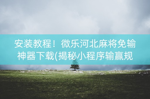 安装教程！微乐河北麻将免输神器下载(揭秘小程序输赢规律)