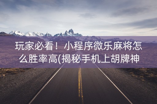 玩家必看！小程序微乐麻将怎么胜率高(揭秘手机上胡牌神器)