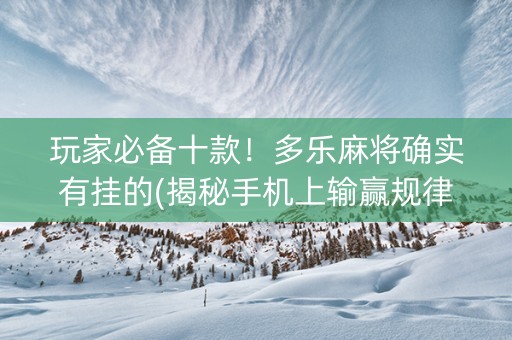 玩家必备十款！多乐麻将确实有挂的(揭秘手机上输赢规律)