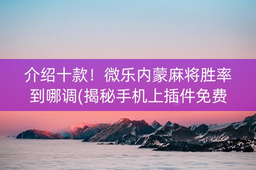 介绍十款！微乐内蒙麻将胜率到哪调(揭秘手机上插件免费)