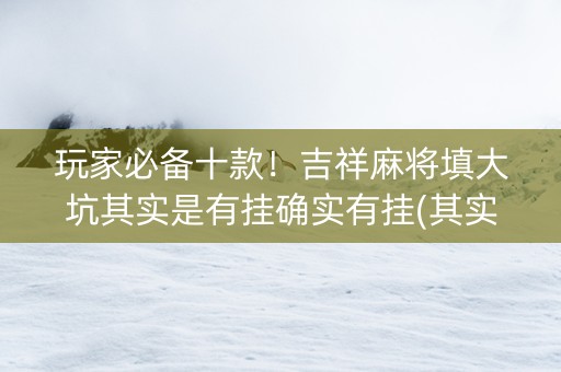 玩家必备十款！吉祥麻将填大坑其实是有挂确实有挂(其实真的确实有挂)