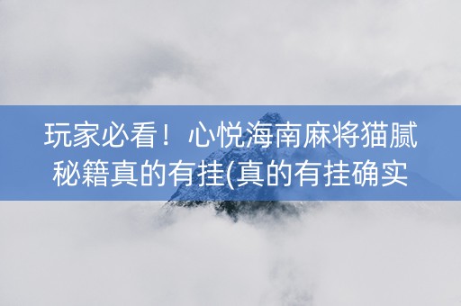 玩家必看！心悦海南麻将猫腻秘籍真的有挂(真的有挂确实有挂)