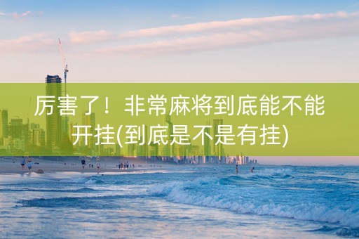 厉害了！非常麻将到底能不能开挂(到底是不是有挂)