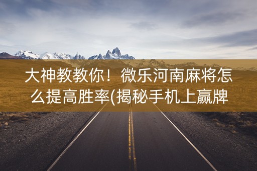 大神教教你！微乐河南麻将怎么提高胜率(揭秘手机上赢牌的技巧)