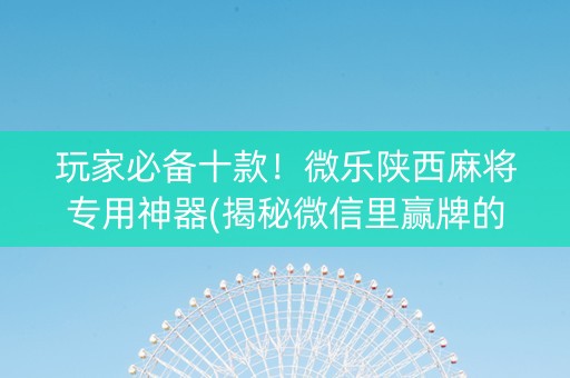 玩家必备十款！微乐陕西麻将专用神器(揭秘微信里赢牌的技巧)