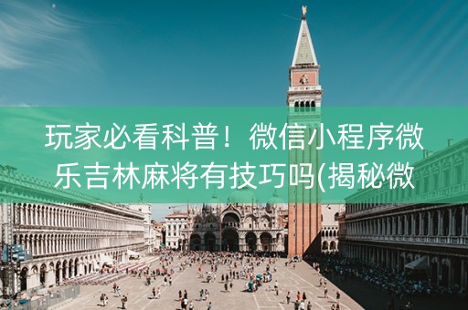 玩家必看科普！微信小程序微乐吉林麻将有技巧吗(揭秘微信里助手软件)