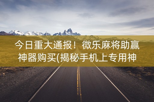 今日重大通报！微乐麻将助赢神器购买(揭秘手机上专用神器下载)