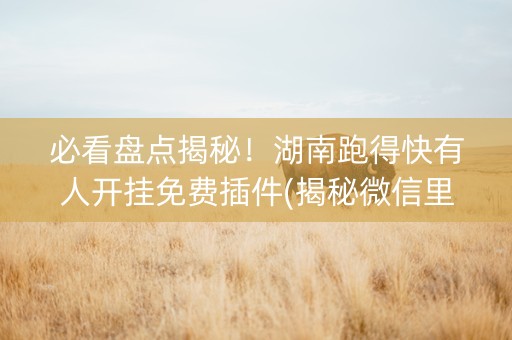 必看盘点揭秘！湖南跑得快有人开挂免费插件(揭秘微信里专用神器下载)