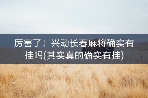 厉害了！兴动长春麻将确实有挂吗(其实真的确实有挂)