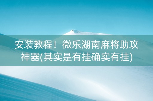 安装教程！微乐湖南麻将助攻神器(其实是有挂确实有挂)