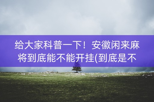 给大家科普一下！安徽闲来麻将到底能不能开挂(到底是不是有挂)